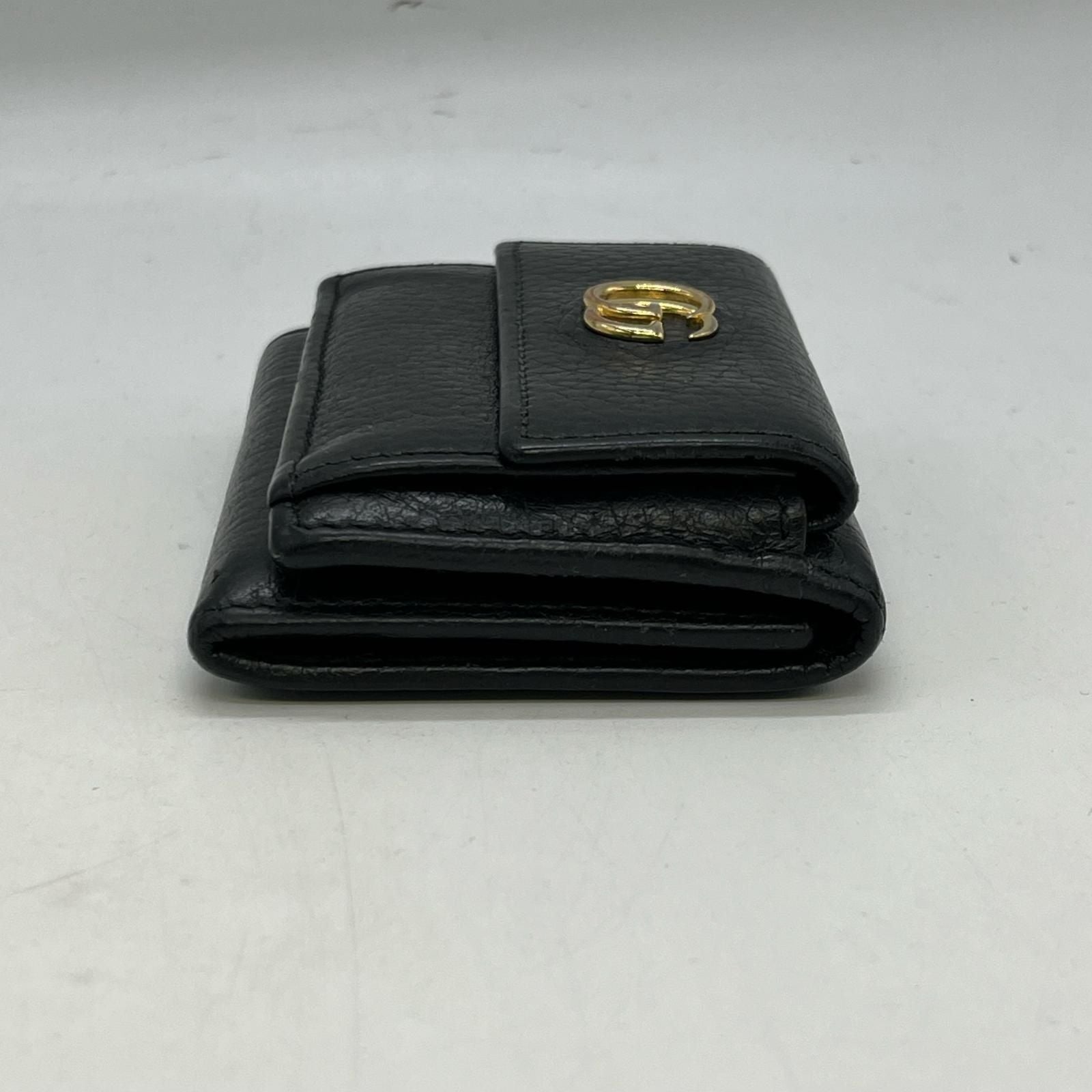 Gucci Trifold Wallet GG Marmont Hook Calfskin Leather Black — view 4