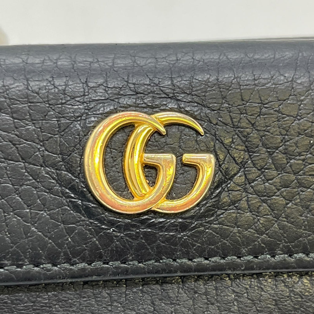 Gucci Trifold Wallet GG Marmont Hook Calfskin Leather Black — view 5