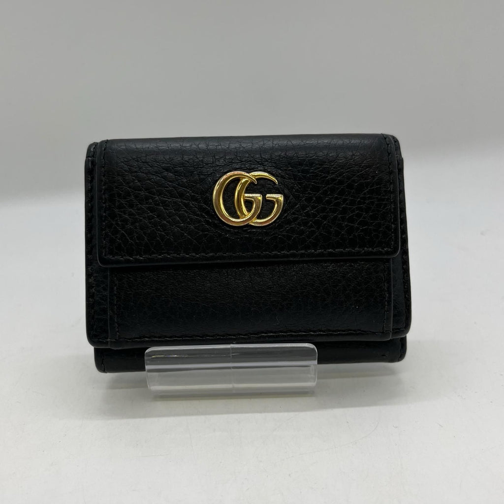 Gucci Trifold Wallet GG Marmont Hook Calfskin Leather Black — view 2