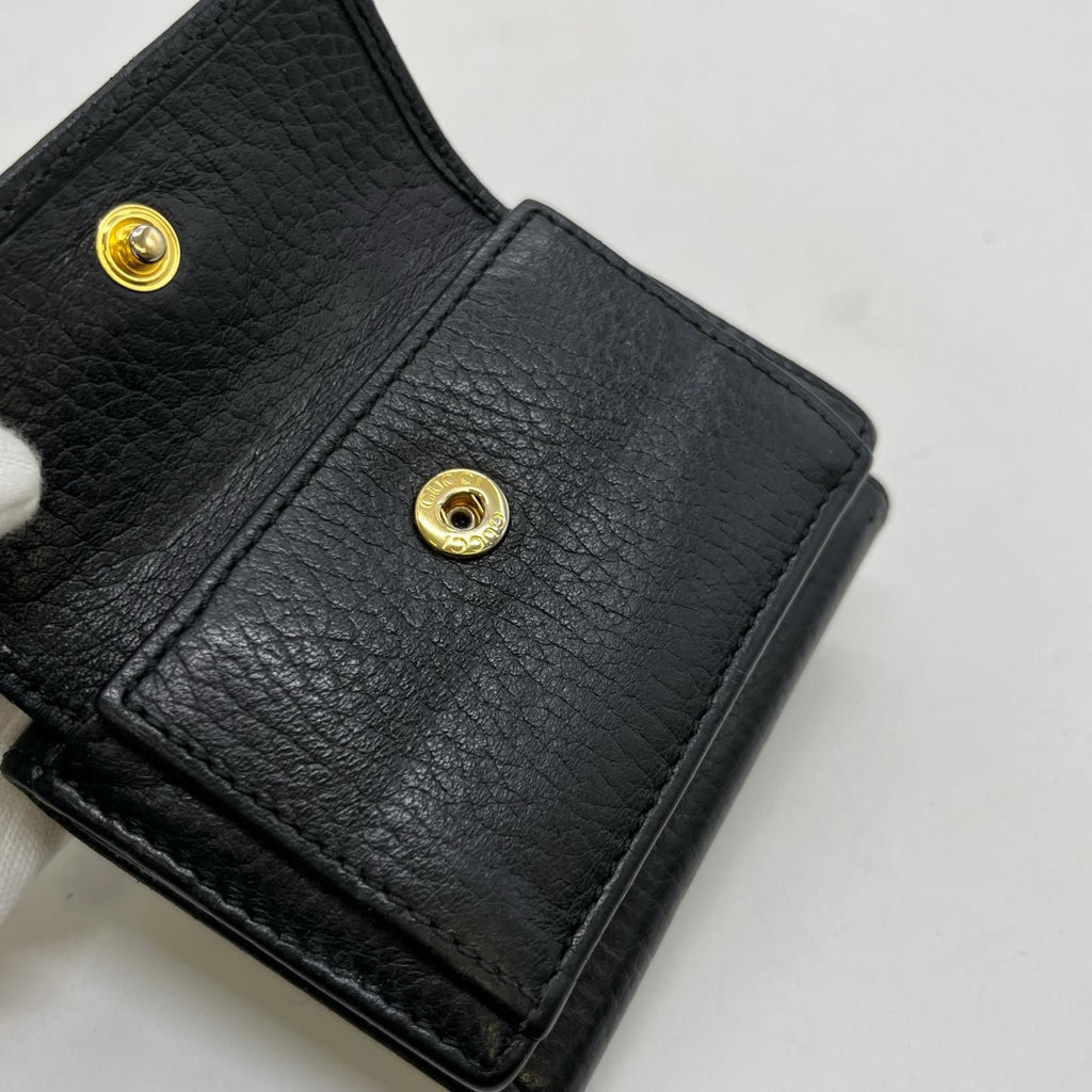 Gucci Trifold Wallet GG Marmont Hook Calfskin Leather Black — view 9