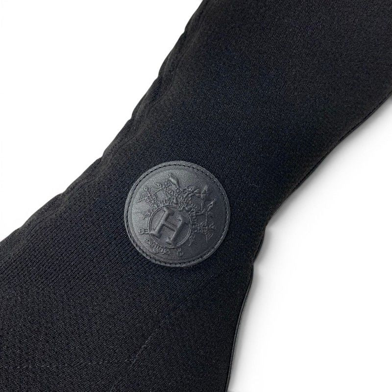 Hermes Fontaine Boots Long Shoes Fabric Leather Black Knit Exlibris — view 8