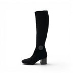 Hermes Fontaine Boots Long Shoes Fabric Leather Black Knit Exlibris — view 3