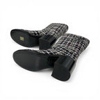 Chanel Boots Long Shoes Tweed Leather Black Multicolor CC Logo — view 6