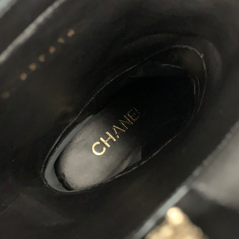 Chanel Boots Long Shoes Tweed Leather Black Multicolor CC Logo — view 7