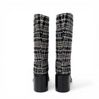 Chanel Boots Long Shoes Tweed Leather Black Multicolor CC Logo — view 5