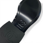 Chanel Boots Long Shoes Tweed Leather Black Multicolor CC Logo — view 8
