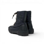 Hermes Fresh Boots Short Shoes Nylon Leather Black Orange Lace — view 4