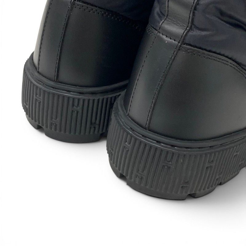 Hermes Fresh Boots Short Shoes Nylon Leather Black Orange Lace — view 9