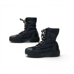 Hermes Fresh Boots Short Shoes Nylon Leather Black Orange Lace — view 2