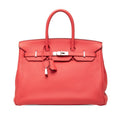 Hermes Birkin 35 Handbag Retourne Rouge Tomato Silver Taurillon Clemence
