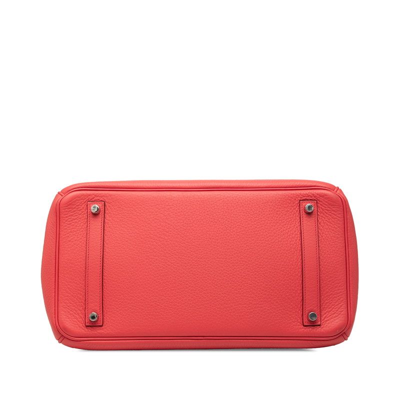 Hermes Birkin 35 Handbag Retourne Rouge Tomato Silver Taurillon Clemence — view 3