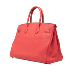 Hermes Birkin 35 Handbag Retourne Rouge Tomato Silver Taurillon Clemence — view 2