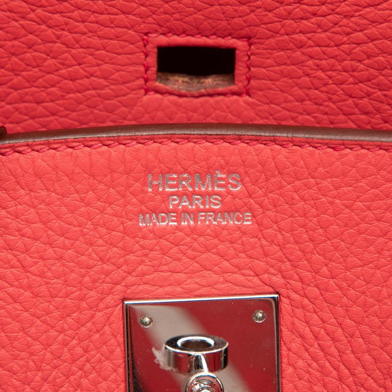 Hermes Birkin 35 Handbag Retourne Rouge Tomato Silver Taurillon Clemence — view 5