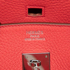 Hermes Birkin 35 Handbag Retourne Rouge Tomato Silver Taurillon Clemence — view 5