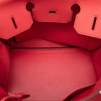 Hermes Birkin 35 Handbag Retourne Rouge Tomato Silver Taurillon Clemence — view 4