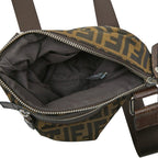 Fendi Zucca Crossbody Shoulder Bag Khaki Brown Nylon Leather — view 6