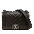 Chanel CC Logo Mini Boy Blanc Chain Shoulder Bag Black Lambskin