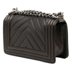 Chanel CC Logo Mini Boy Blanc Chain Shoulder Bag Black Lambskin — view 2