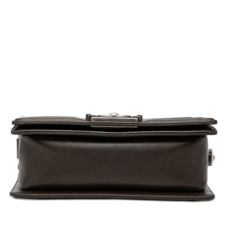 Chanel CC Logo Mini Boy Blanc Chain Shoulder Bag Black Lambskin — view 3
