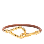 Hermes Jumbo Bracelet Gold Brown Plated Leather