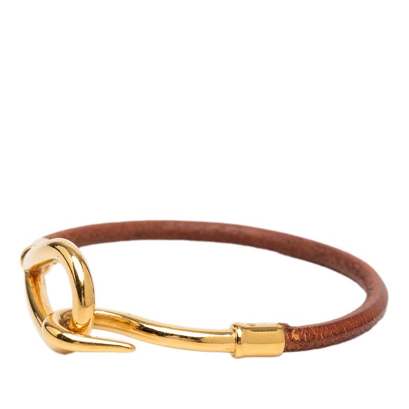 Hermes Jumbo Bracelet Gold Brown Plated Leather — view 2