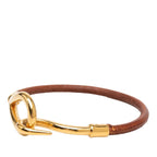 Hermes Jumbo Bracelet Gold Brown Plated Leather — view 2