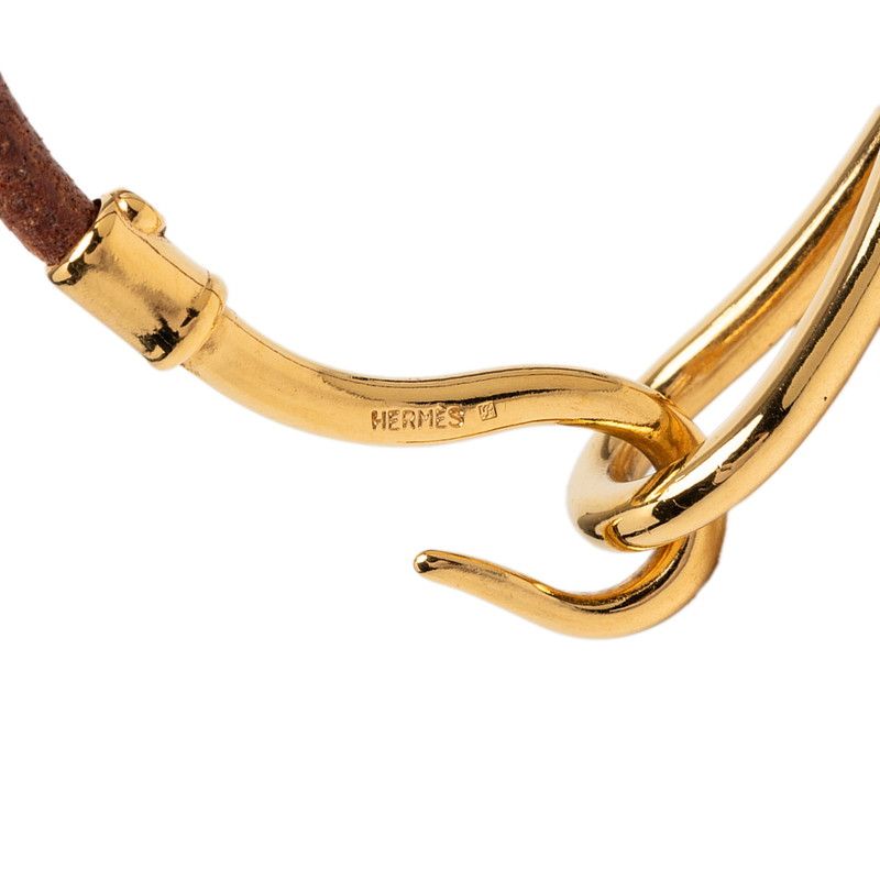 Hermes Jumbo Bracelet Gold Brown Plated Leather — view 4