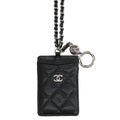 Chanel CC Logo Caviar Leather Neck Strap Card Case