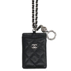 Chanel CC Logo Caviar Leather Neck Strap Card Case