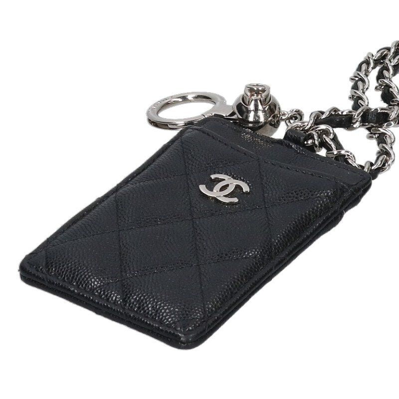 Chanel CC Logo Caviar Leather Neck Strap Card Case — view 3