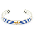 Gucci Adidas Calf Bracelet Bangle 17 16.5 cm Blue Color Stripe Gold Trefoil
