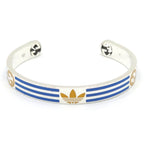 Gucci Adidas Calf Bracelet Bangle 17 16.5 cm Blue Color Stripe Gold Trefoil