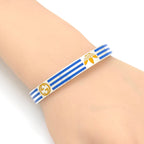 Gucci Adidas Calf Bracelet Bangle 17 16.5 cm Blue Color Stripe Gold Trefoil — view 2