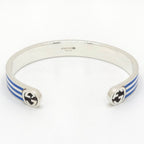 Gucci Adidas Calf Bracelet Bangle 17 16.5 cm Blue Color Stripe Gold Trefoil — view 4
