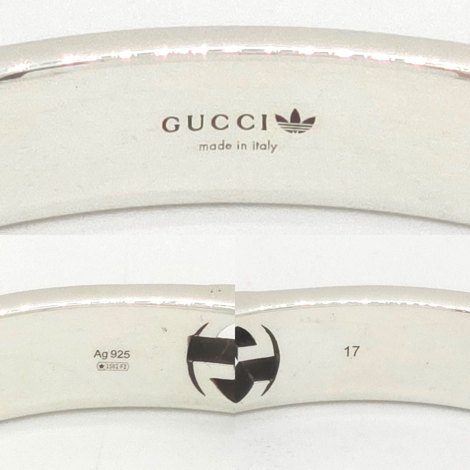 Gucci Adidas Calf Bracelet Bangle 17 16.5 cm Blue Color Stripe Gold Trefoil — view 8