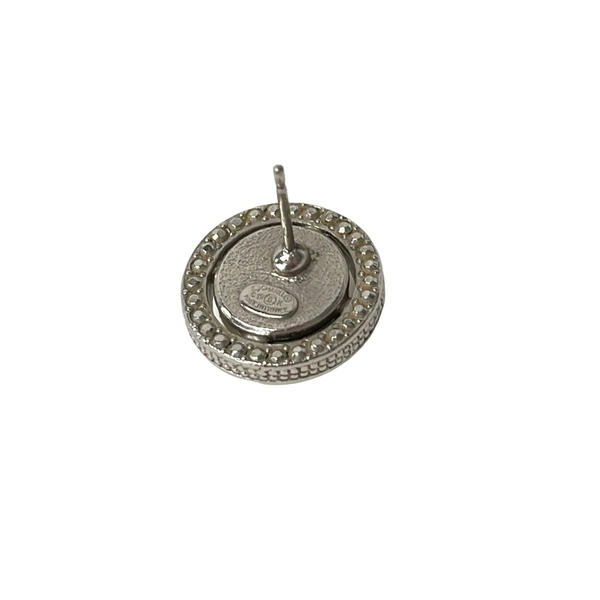Chanel Earrings CC Logo Pearl White Silver Rhinestone — view 3