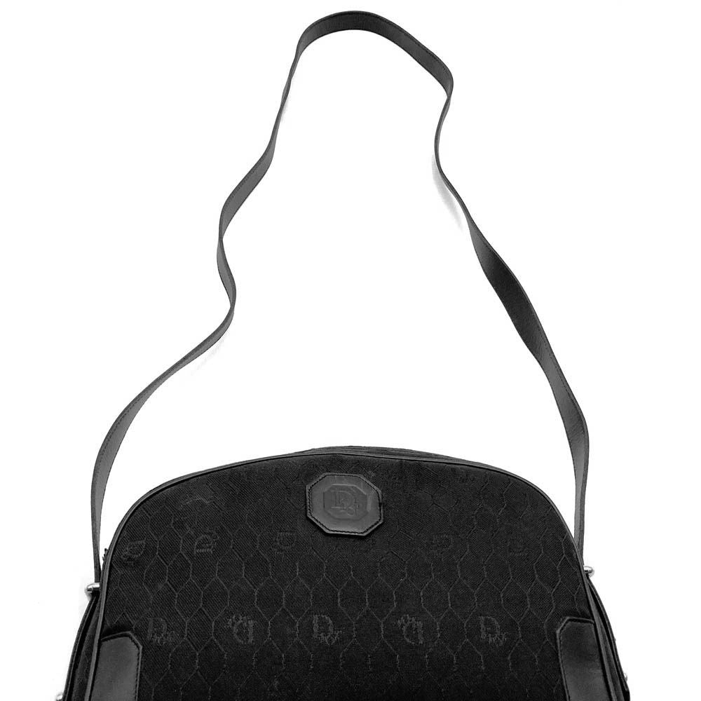 Dior Shoulder Bag Honeycomb Canvas Leather Black — view 5