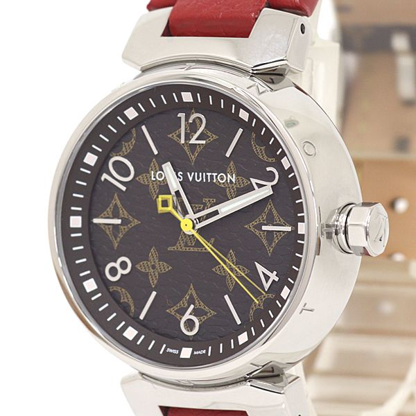 Louis Vuitton Watch Tambour Monogram Brown Dial Quartz Polished