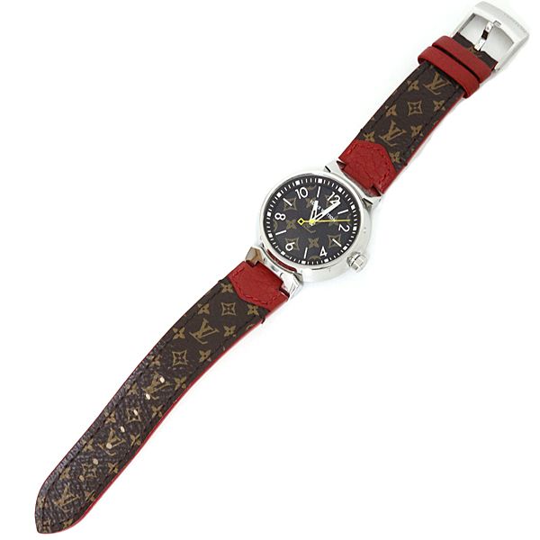 Louis Vuitton Watch Tambour Monogram Brown Dial Quartz Polished — view 3