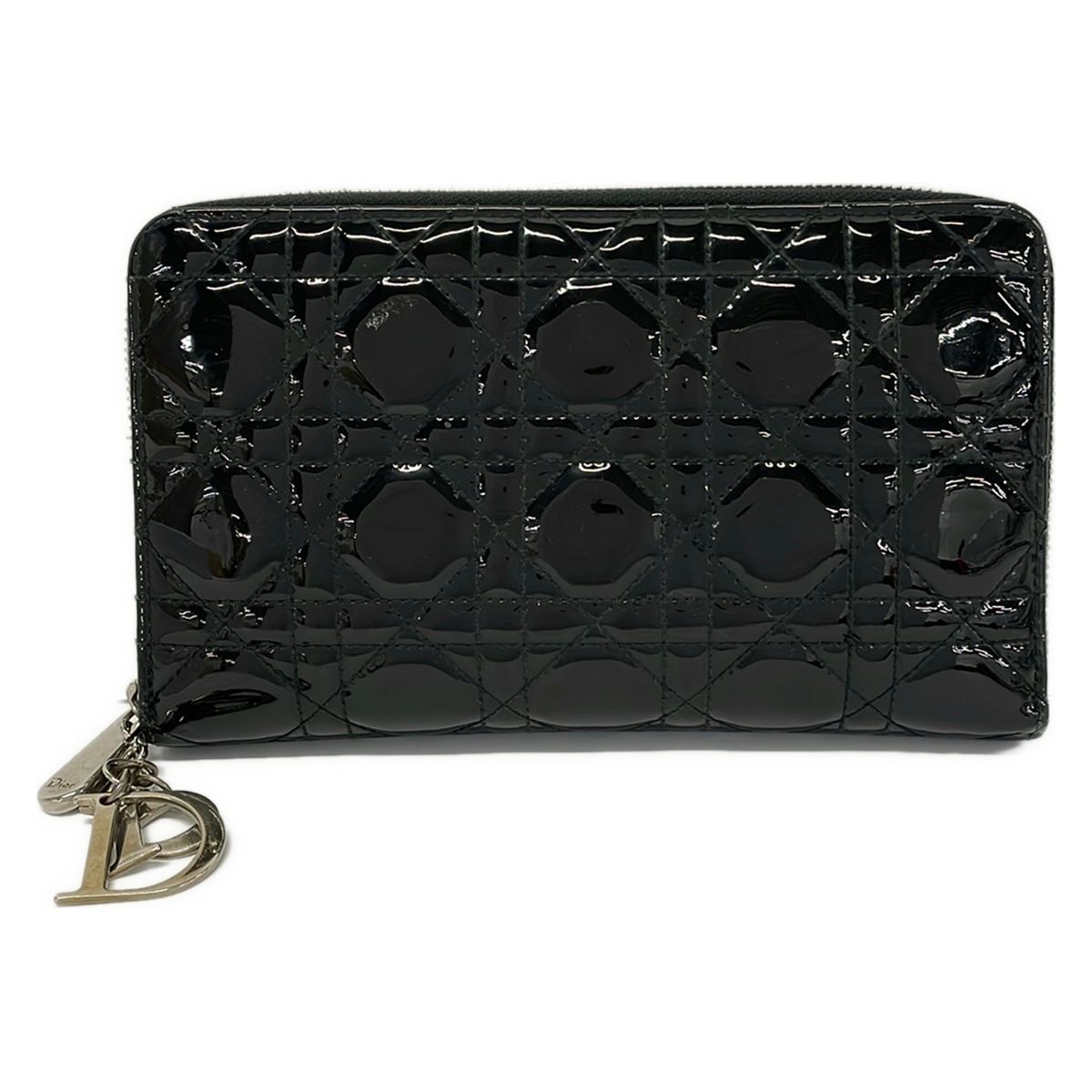 Dior Wallet Lady Black Zip Around Leather