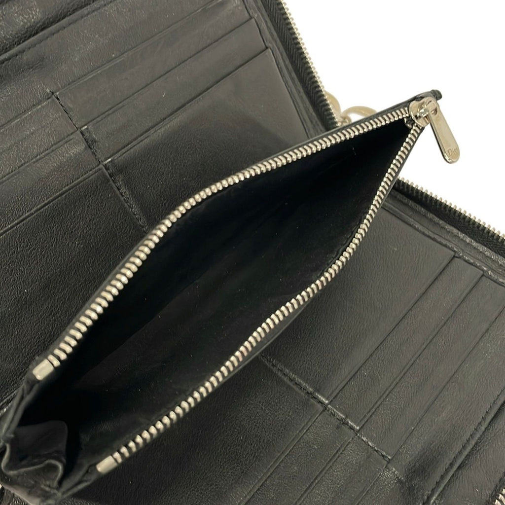 Dior Wallet Lady Black Zip Around Leather — view 5