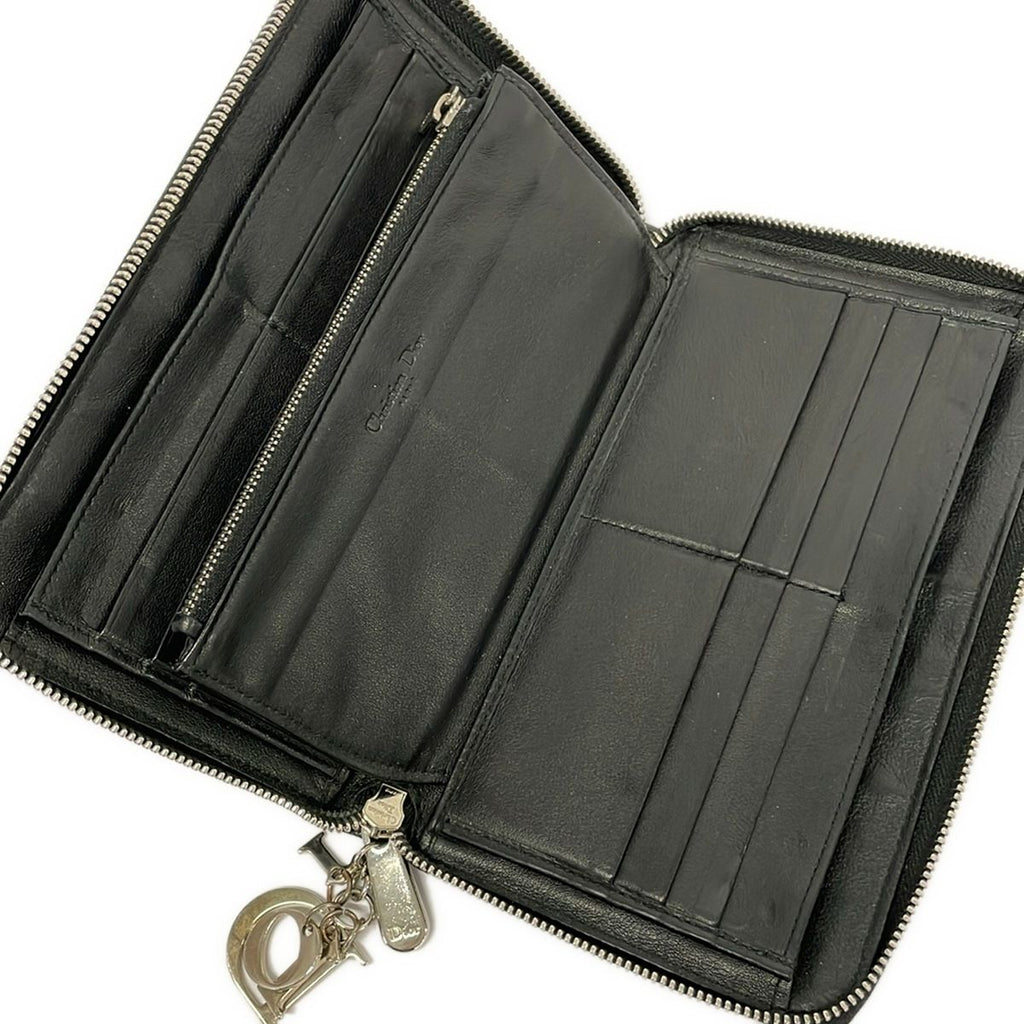Dior Wallet Lady Black Zip Around Leather — view 3