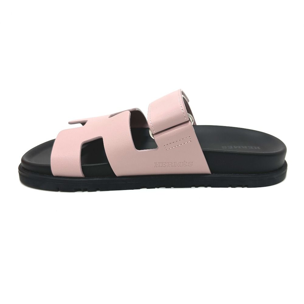 Hermes Sandals Chypre Logo Leather Pink — view 2