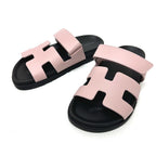 Hermes Sandals Chypre Logo Leather Pink