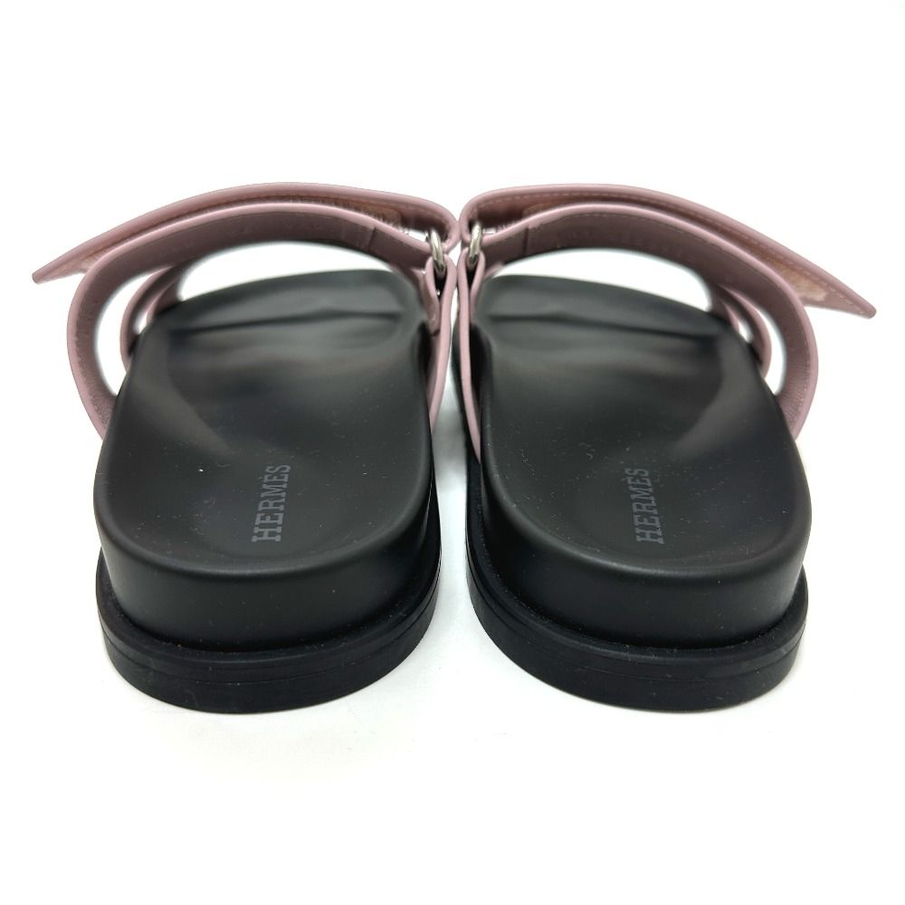 Hermes Sandals Chypre Logo Leather Pink — view 7