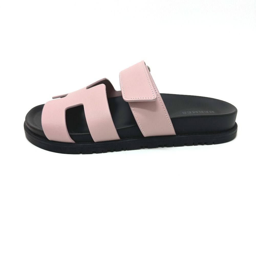 Hermes Sandals Chypre Logo Leather Pink — view 4