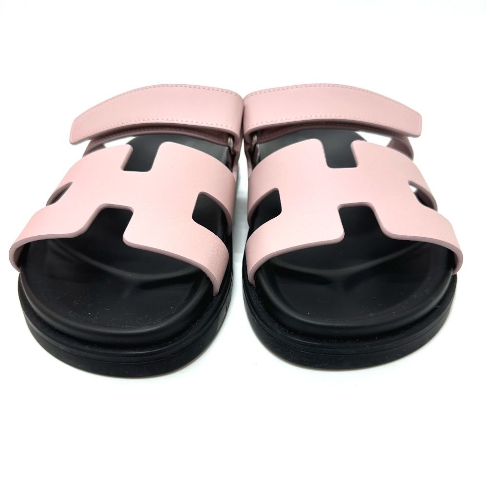 Hermes Sandals Chypre Logo Leather Pink — view 6