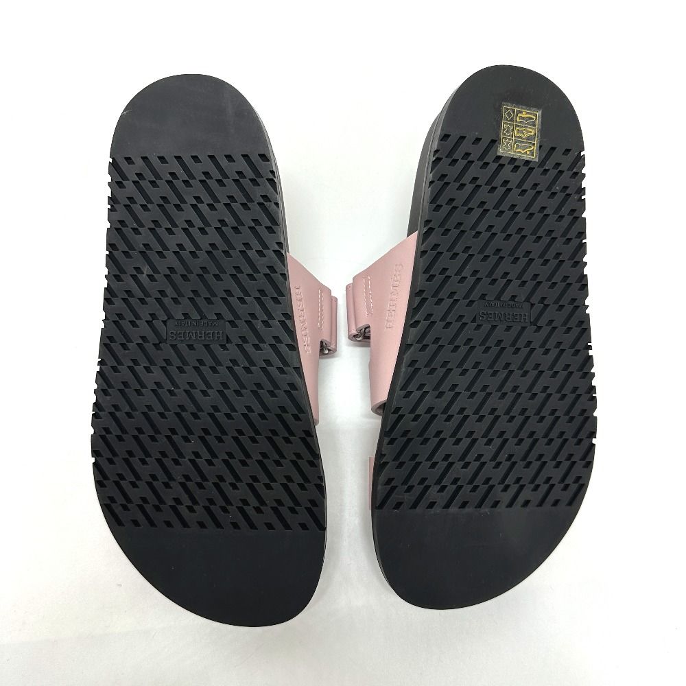 Hermes Sandals Chypre Logo Leather Pink — view 8