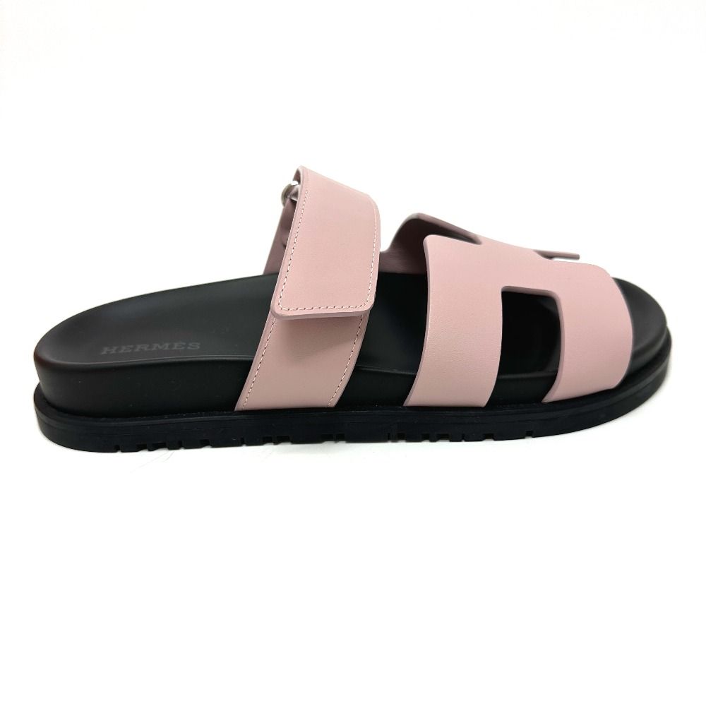 Hermes Sandals Chypre Logo Leather Pink — view 3