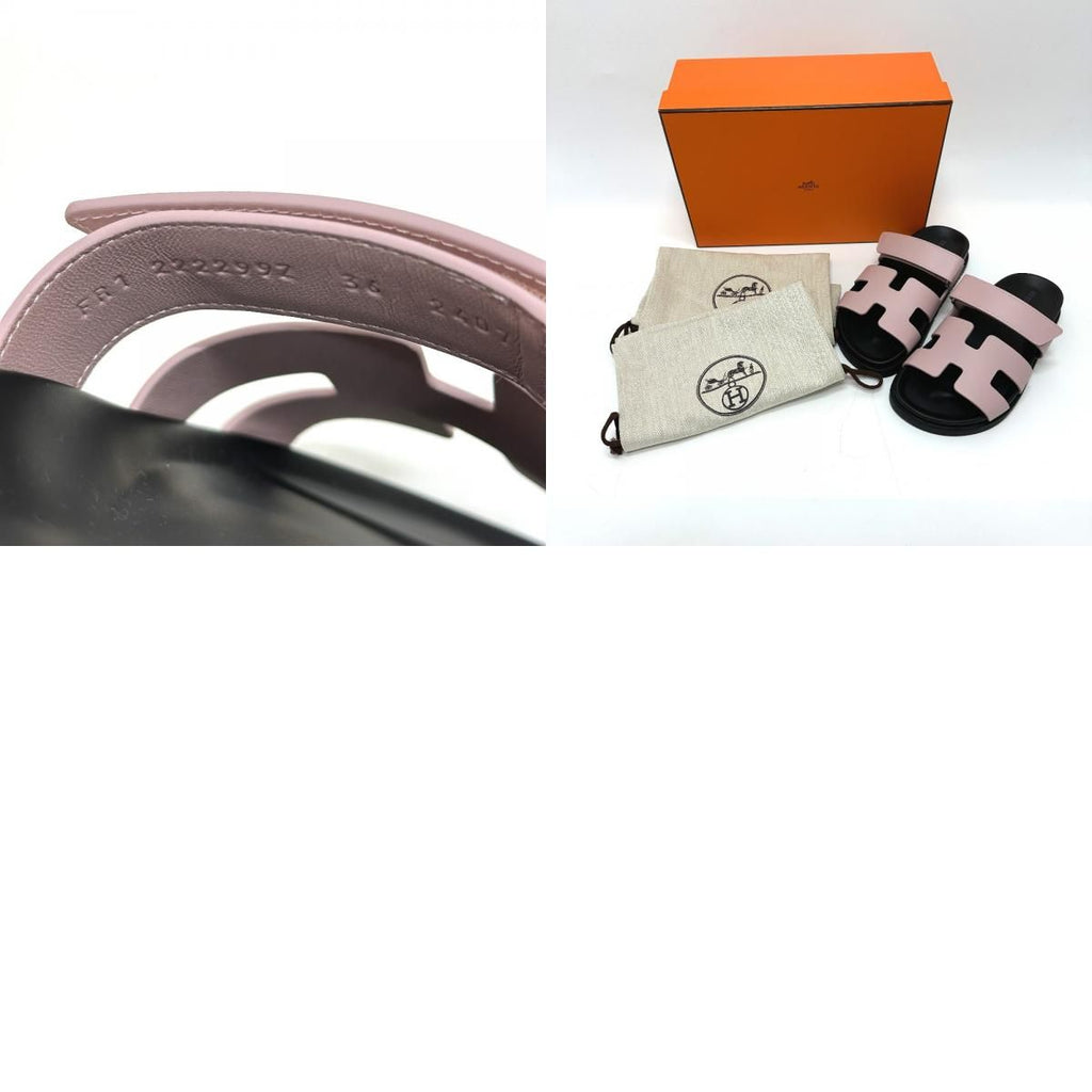 Hermes Sandals Chypre Logo Leather Pink — view 9